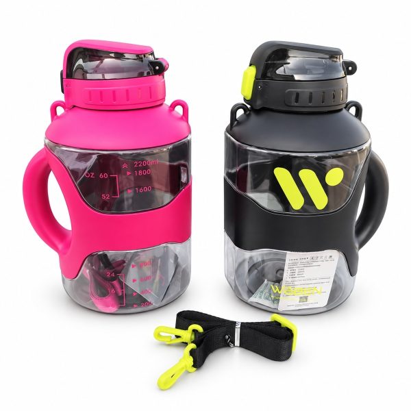 Large Sports Water Bottle - Pink / Black