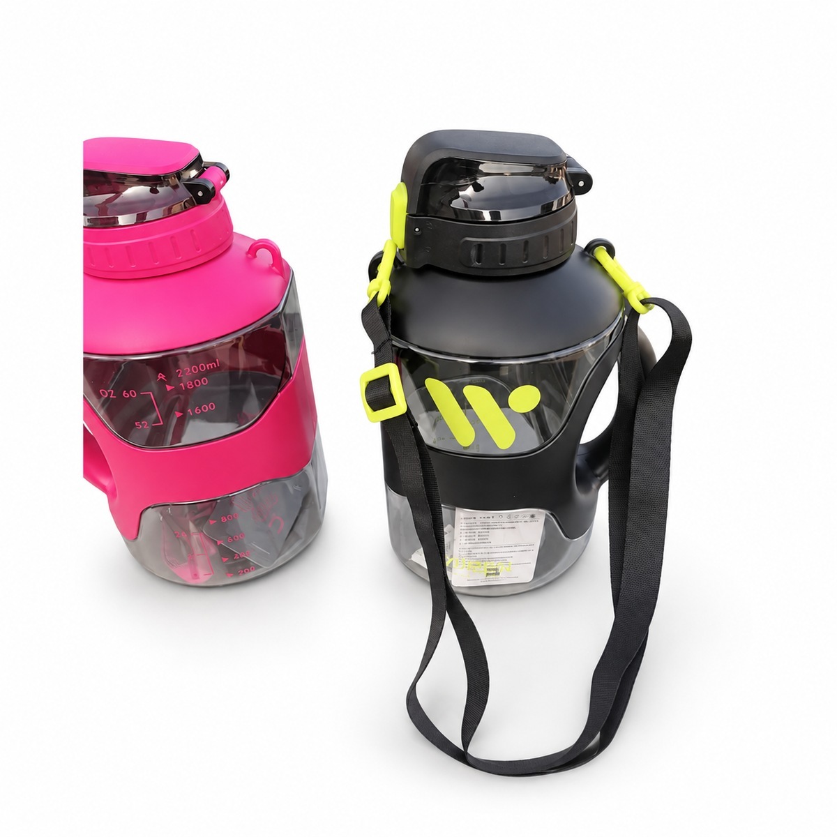 Large Sports Water Bottle - Pink / Black - Image 2