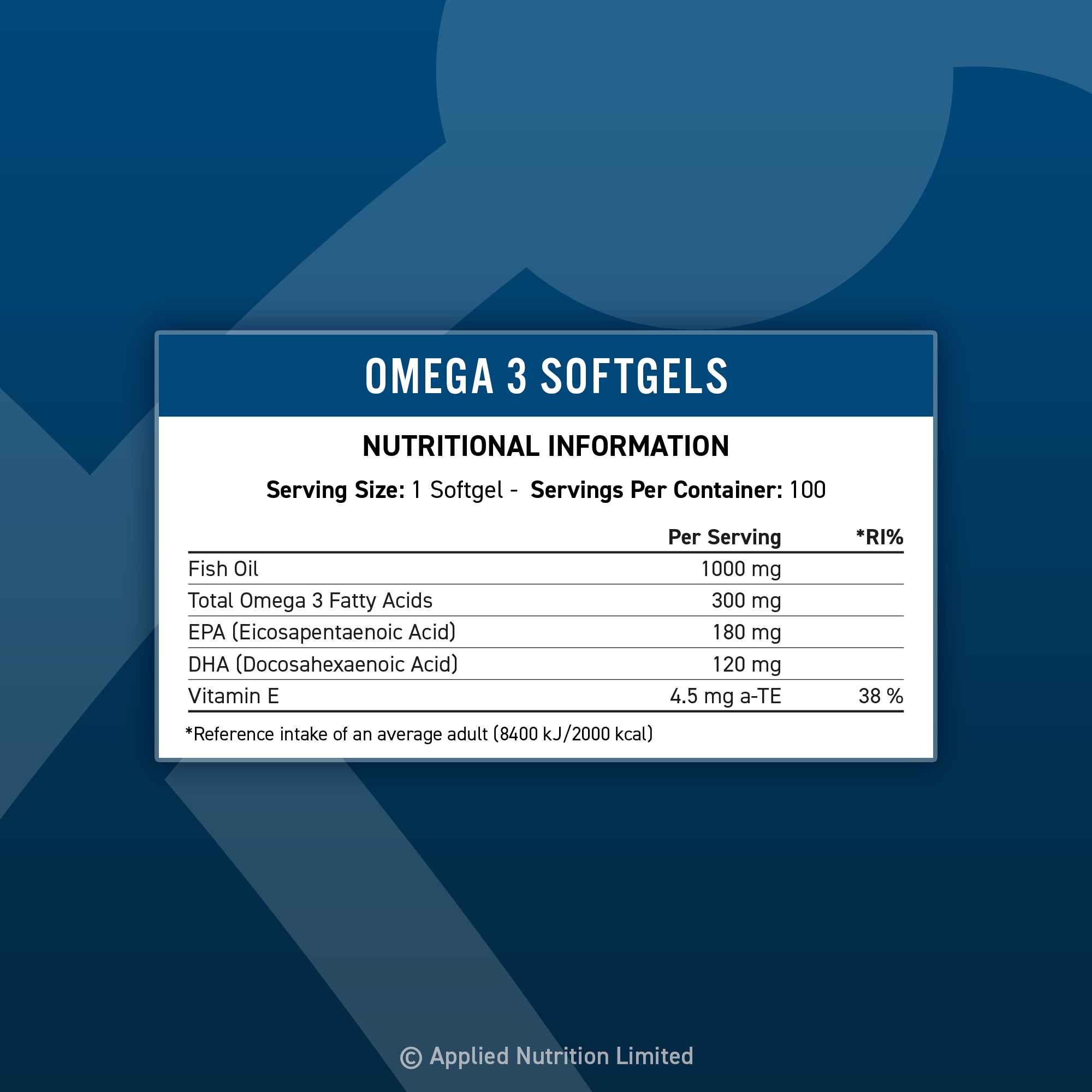 Applied Nutrition Omega 3 - 100 Softgels - Image 2