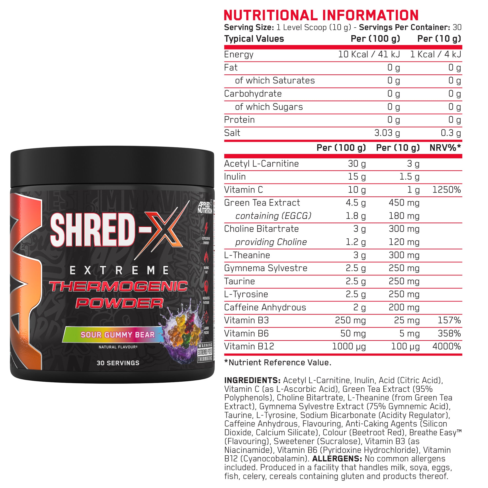 Applied Nutrition Shred-X Powder - 300 g - Assorted Flavours - Image 2