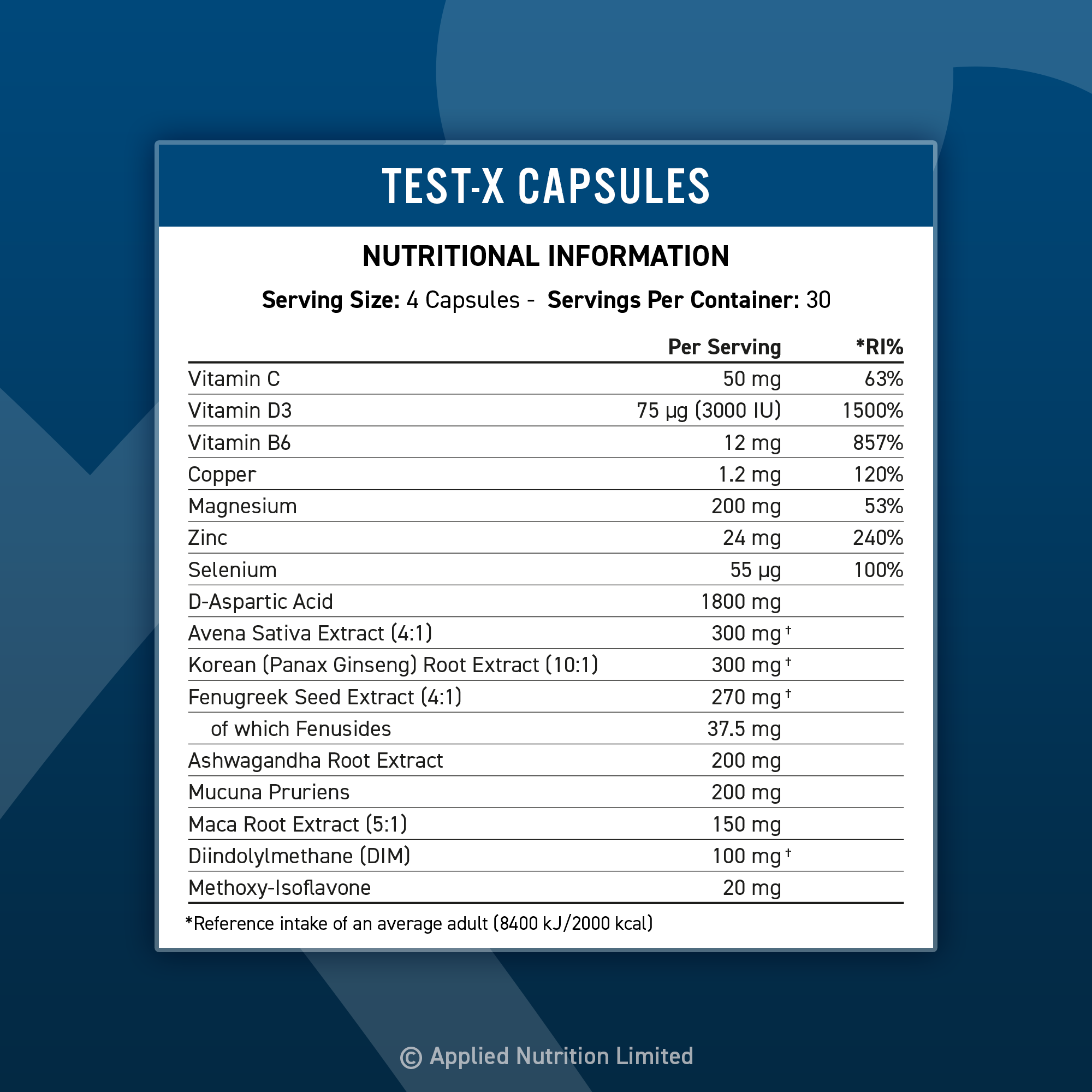 Applied Nutrition Test-X - 120 Capsules - Image 2