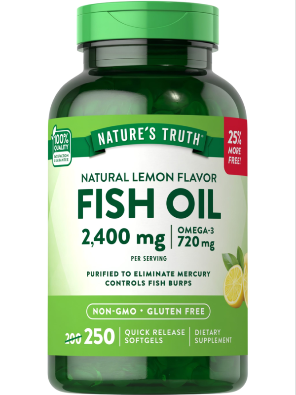 Nature's Truth Fish Oil 2400 mg - Lemon - 250 Softgels